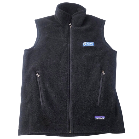 Patagonia Synchilla Fleece Vest Black Mens Small Company Embroidered Jacket - Picture 1 of 11